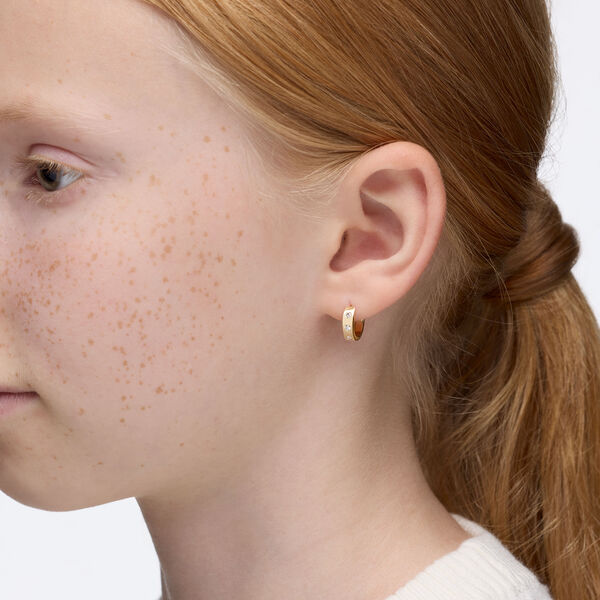 Yellow Gold Diamond Huggie Earrings For Babies